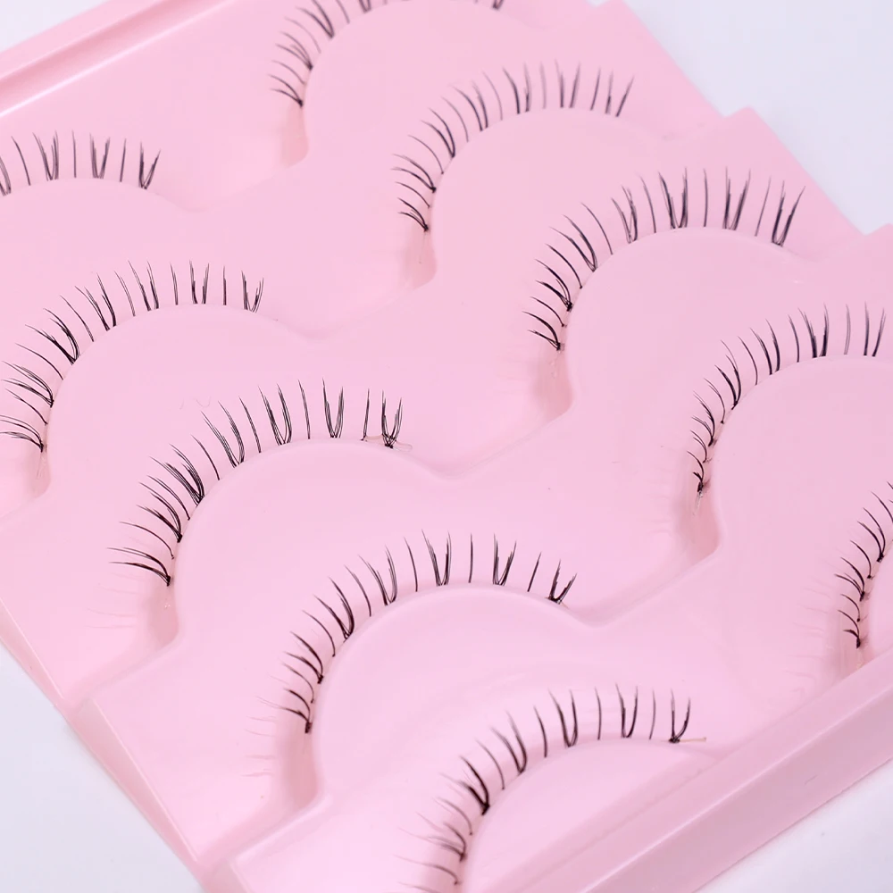 5 Pairs Thick Lower Eyelashes Pack Clear Band Under Eye Lashes 5D Soft Lower Eyelash Handmade Manga Bottom Lashes Makeup Tools