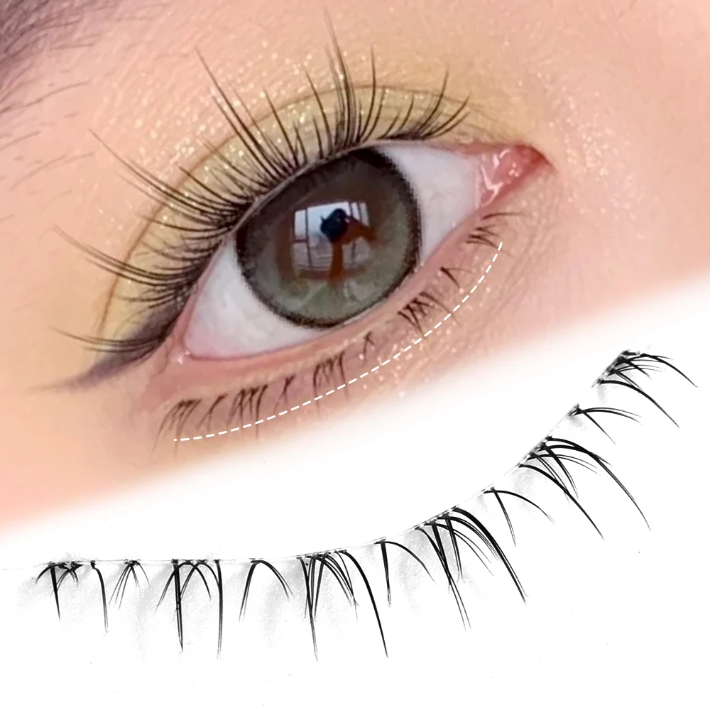 5 Pairs Thick Lower Eyelashes Pack Clear Band Under Eye Lashes 5D Soft Lower Eyelash Handmade Manga Bottom Lashes Makeup Tools