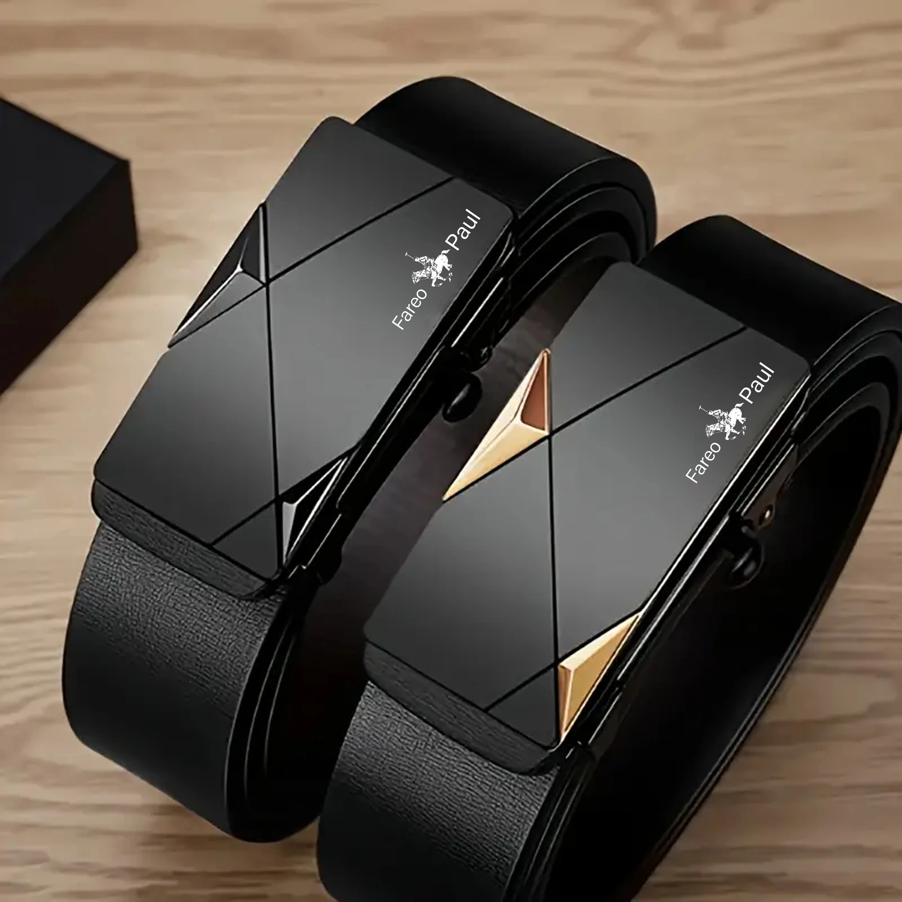 Fashion Men's Belt Men's Genuine Leather Belt Automatic Buckle Ratchet Belt Random Adjustment