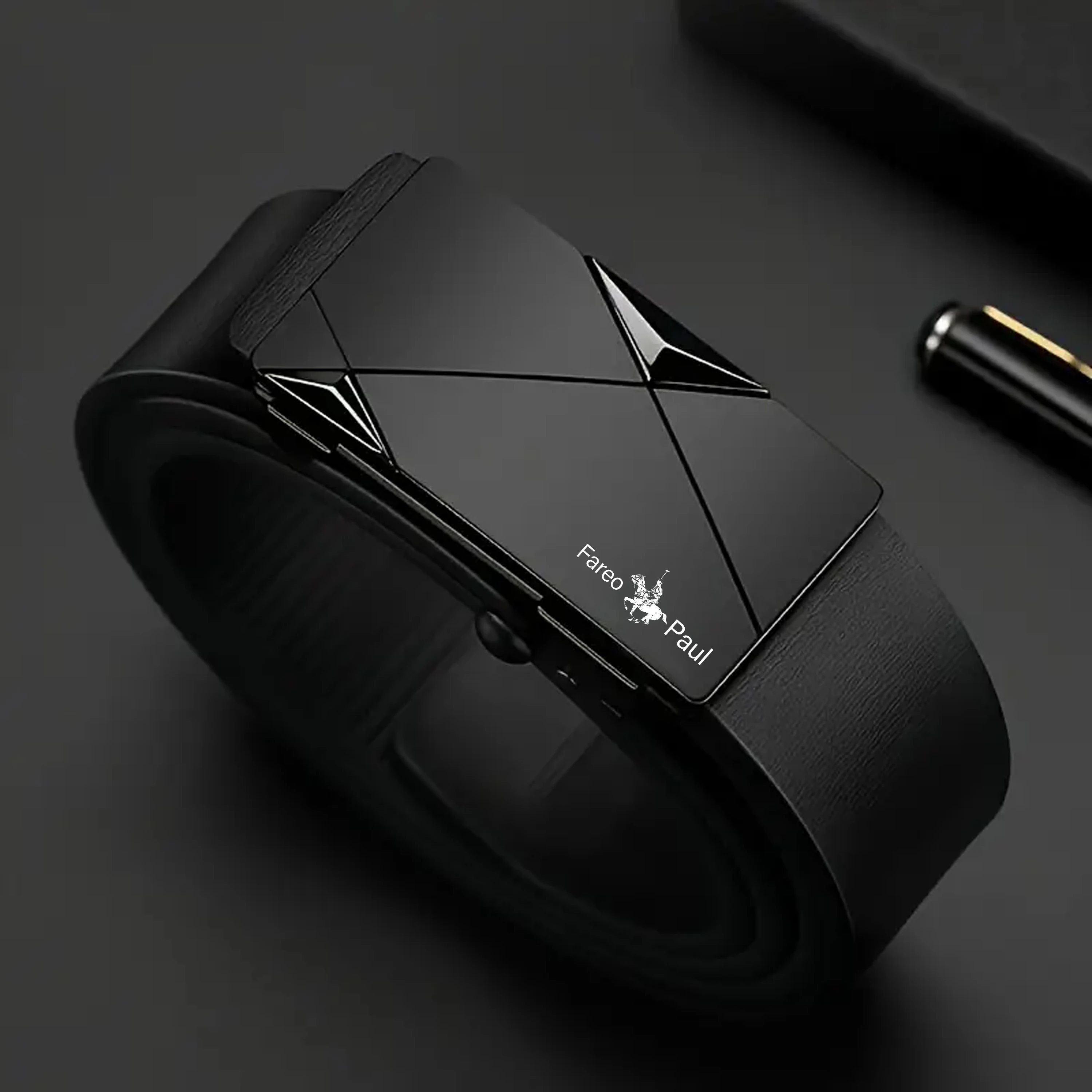Fashion Men's Belt Men's Genuine Leather Belt Automatic Buckle Ratchet Belt Random Adjustment