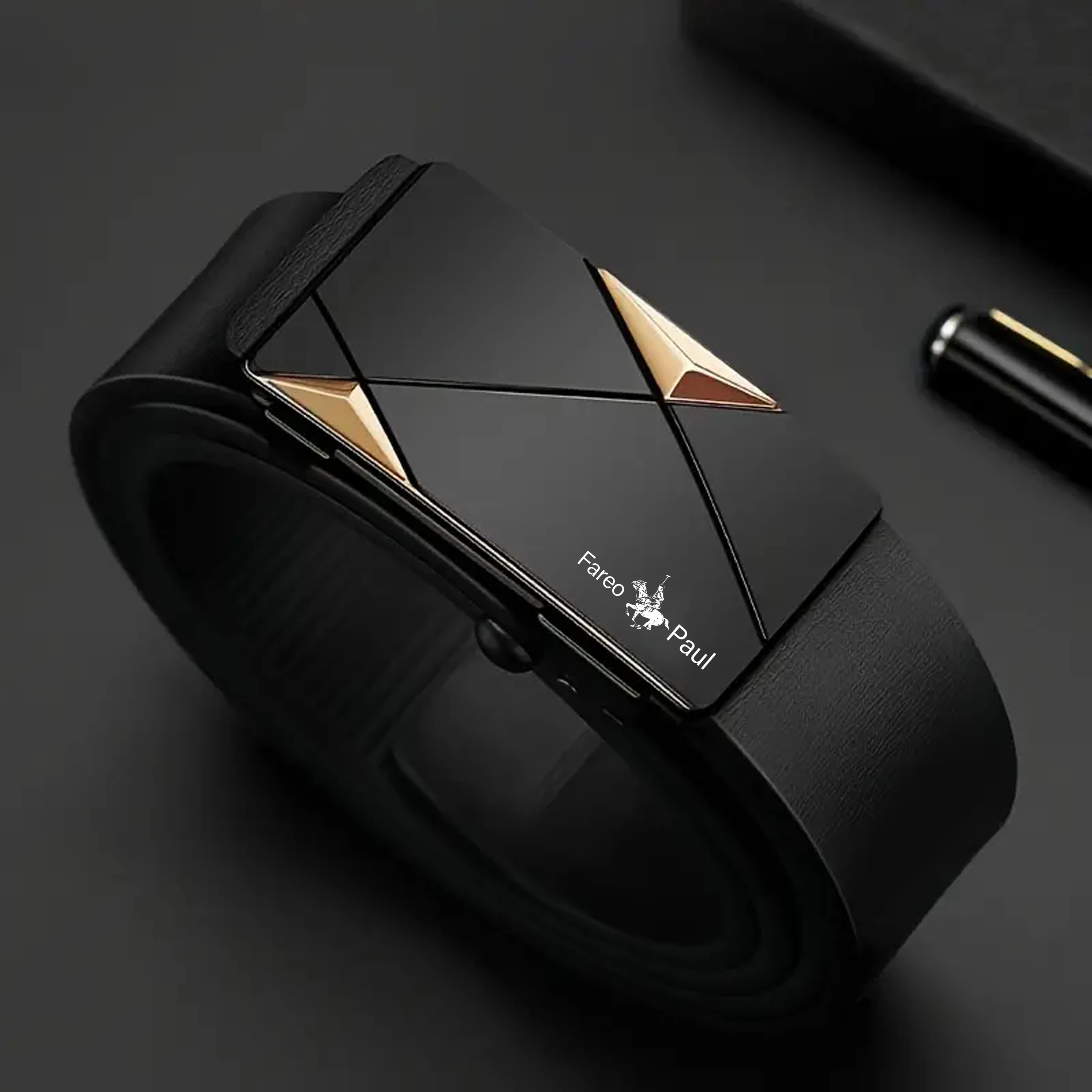 Fashion Men's Belt Men's Genuine Leather Belt Automatic Buckle Ratchet Belt Random Adjustment