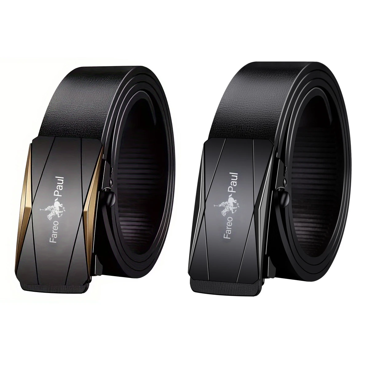 Fashion Men's Belt Men's Genuine Leather Belt Automatic Buckle Ratchet Belt Random Adjustment
