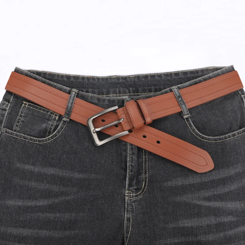 Men's Belt, Leather Dress Belt for Casual Jeans, Classic Belt 1.25", Adjustable Trim, Father's Day Gift