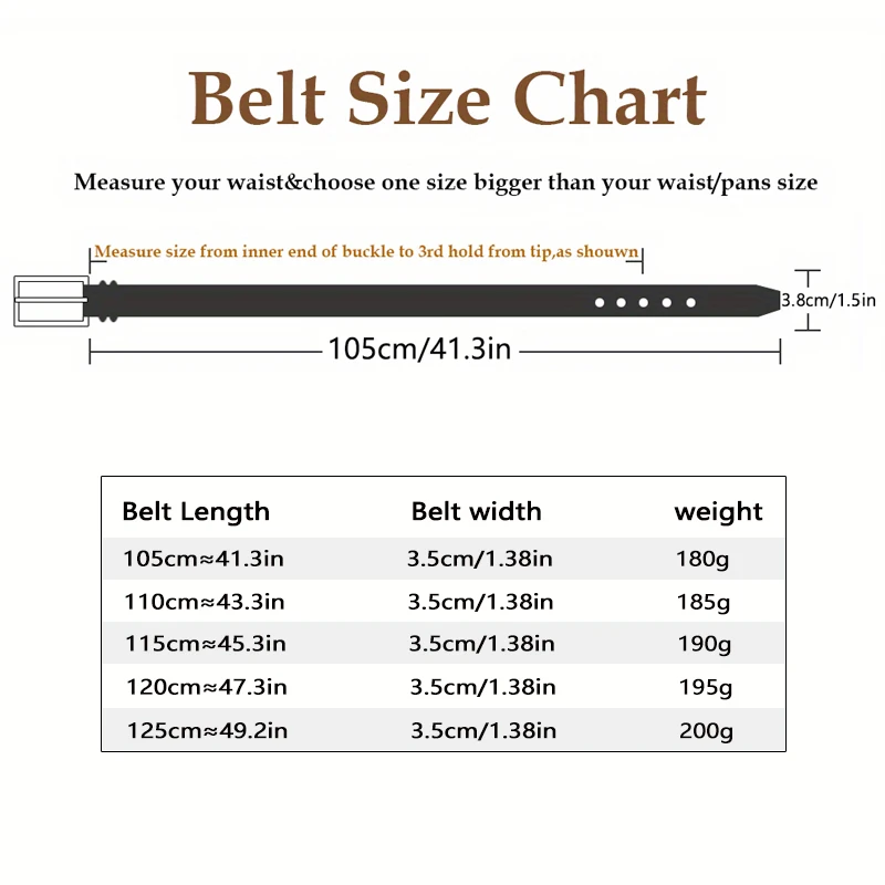 Men's Belt, Leather Dress Belt for Casual Jeans, Classic Belt 1.25", Adjustable Trim, Father's Day Gift