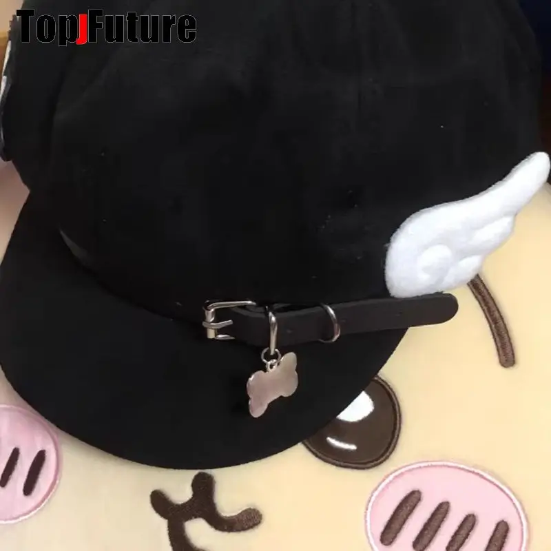 Wholesale Custom Made Customized Women Harajuku Gothic Lolita Beret Hat Cap Y2K Girl Angel Wing Dog Paw Handmade Sun Hats