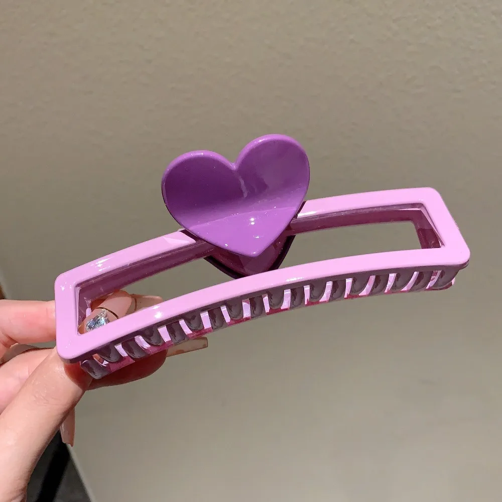 5.1in/3.3in Dopamine Colorful Love Heart Geometric Hair Claw for Women Large Size Shark Clip Thick Thin Hair Accessories Summer