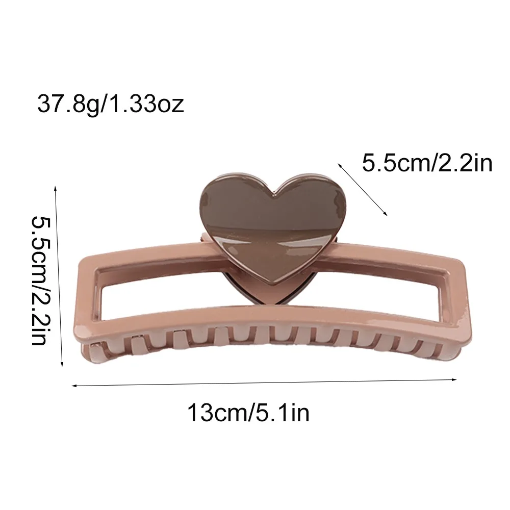5.1in/3.3in Dopamine Colorful Love Heart Geometric Hair Claw for Women Large Size Shark Clip Thick Thin Hair Accessories Summer