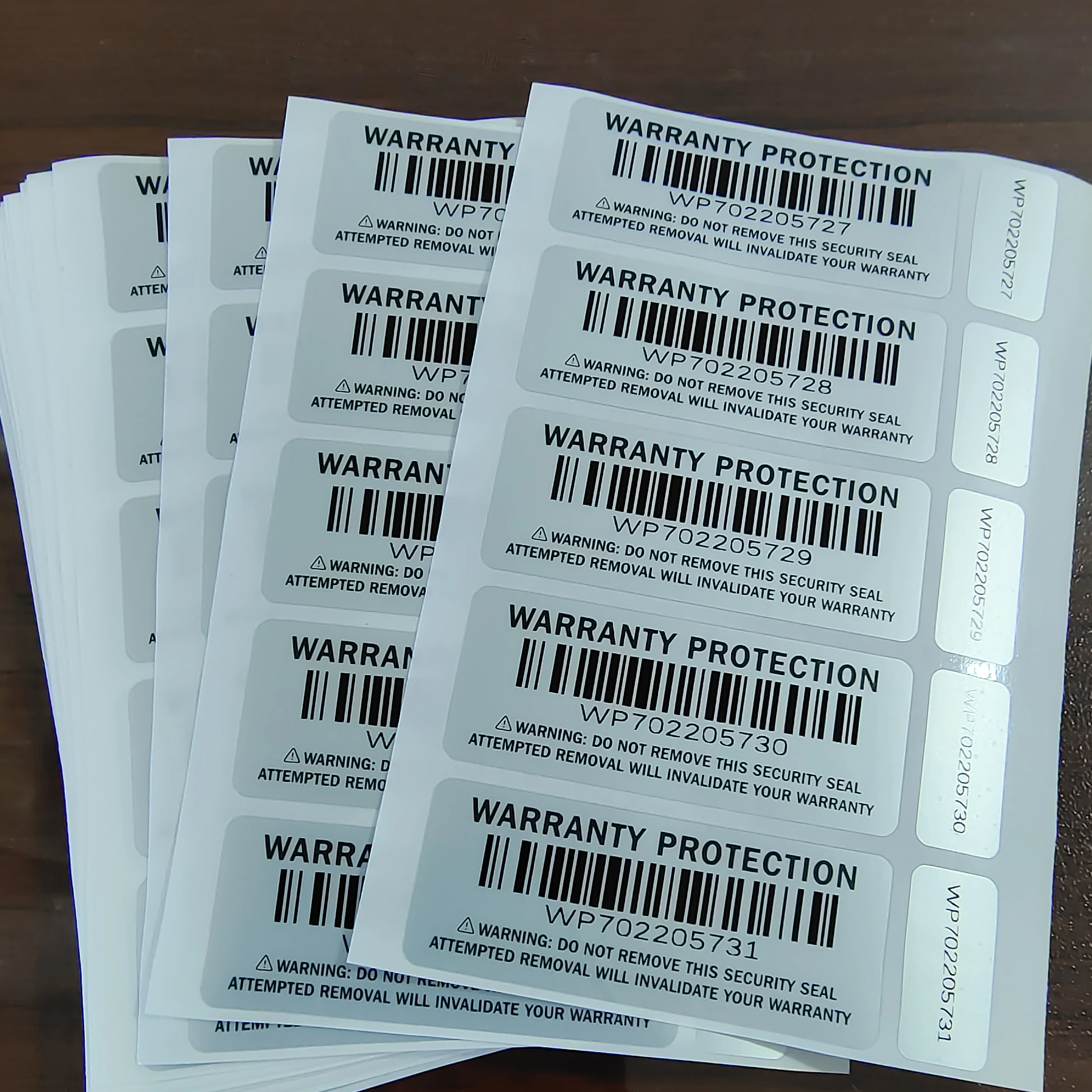 100 Pairs 2-part Warranty Protection Sticker Silver Security Seal Tamper Proof Primary and Secondary Double Numbered Labels