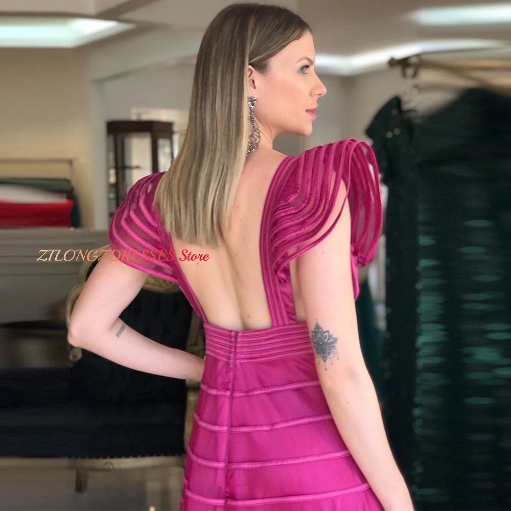 Temperament Satin Evening Dress Customized Elegant Deep V-Neck Homecoming Dresses Modern Open Back Formal Occasion Gowns