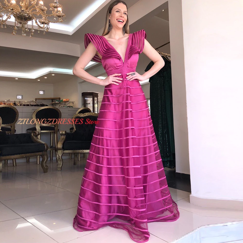 Temperament Satin Evening Dress Customized Elegant Deep V-Neck Homecoming Dresses Modern Open Back Formal Occasion Gowns