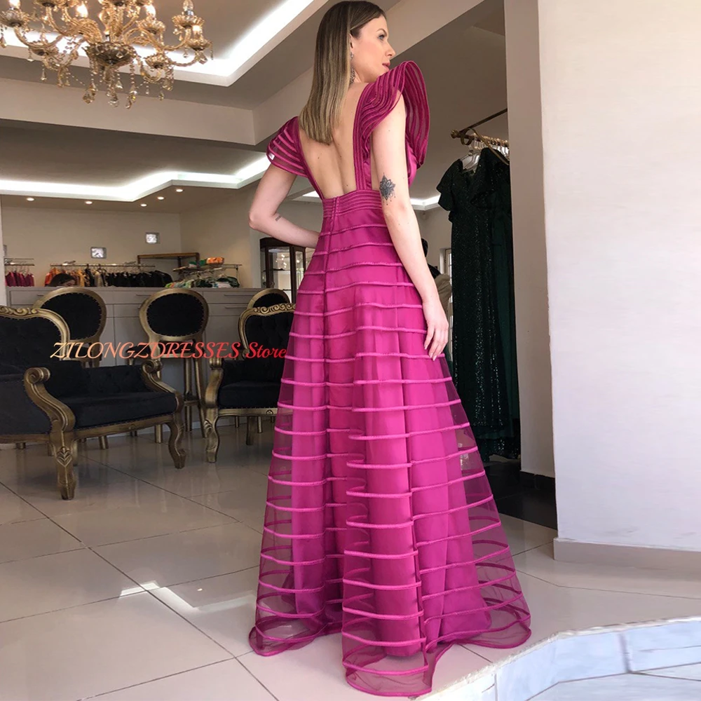 Temperament Satin Evening Dress Customized Elegant Deep V-Neck Homecoming Dresses Modern Open Back Formal Occasion Gowns
