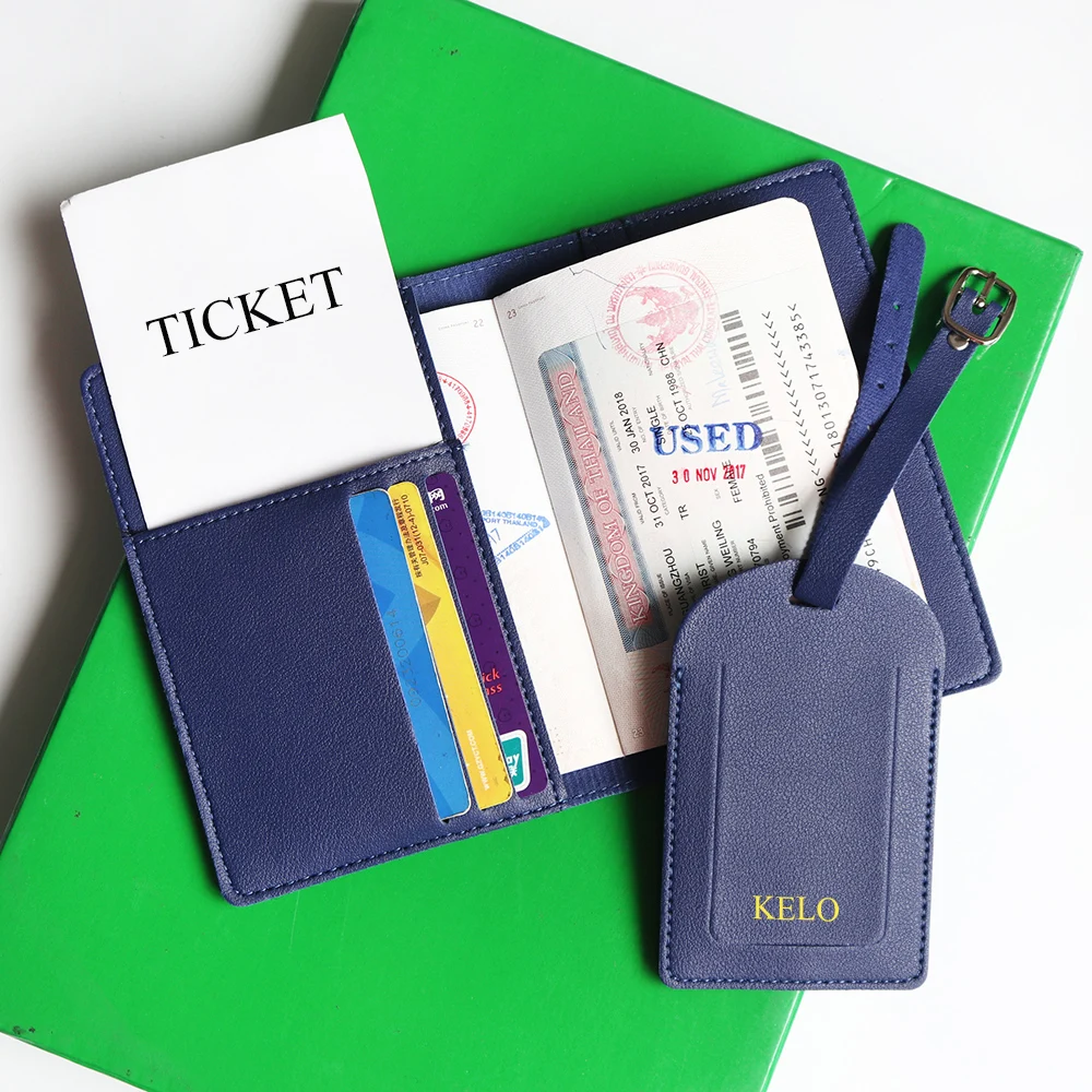 Custom Name Travel Passport Cover Set Personalized Letters Gift Luggage Tag Card Holder Passport Case Holder Travel Essentials
