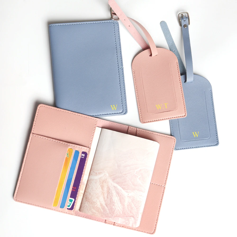 Custom Name Travel Passport Cover Set Personalized Letters Gift Luggage Tag Card Holder Passport Case Holder Travel Essentials