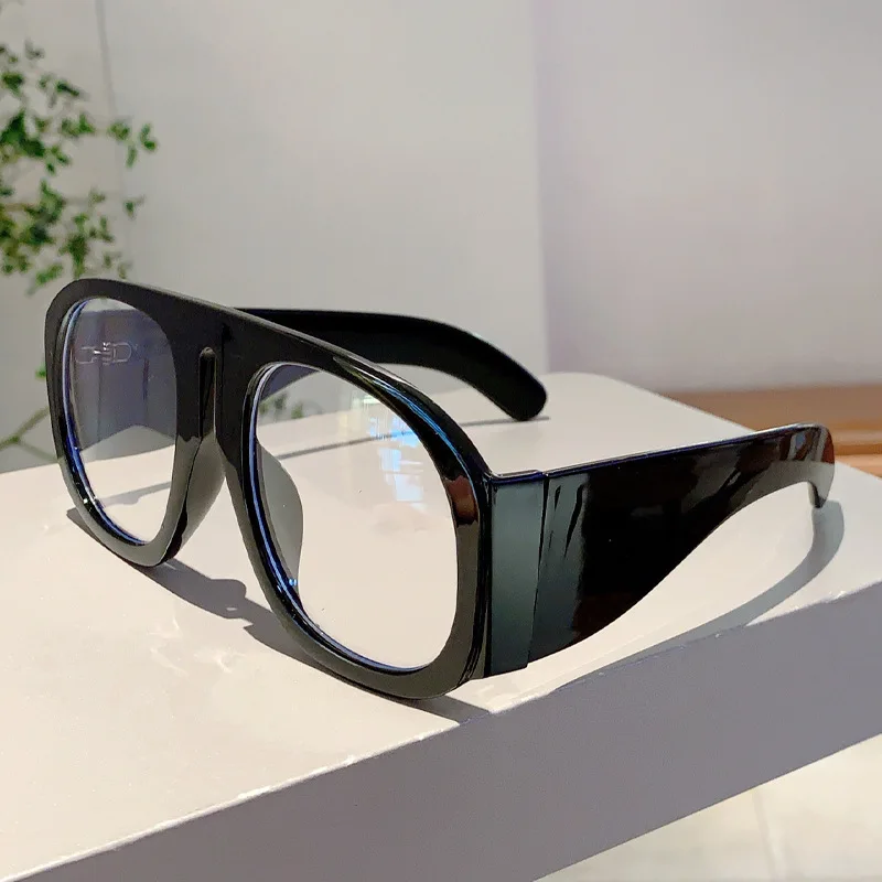 New Oversized Square Wide Leg Anti Blue Light Eyeglasses Women Vintage Red Patchwork Computer Glasses Frame Ladies Sexy Shades
