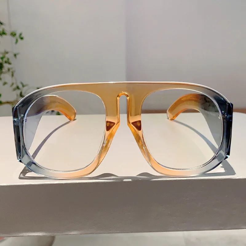 New Oversized Square Wide Leg Anti Blue Light Eyeglasses Women Vintage Red Patchwork Computer Glasses Frame Ladies Sexy Shades