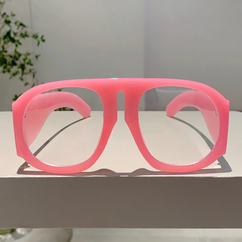 New Oversized Square Wide Leg Anti Blue Light Eyeglasses Women Vintage Red Patchwork Computer Glasses Frame Ladies Sexy Shades