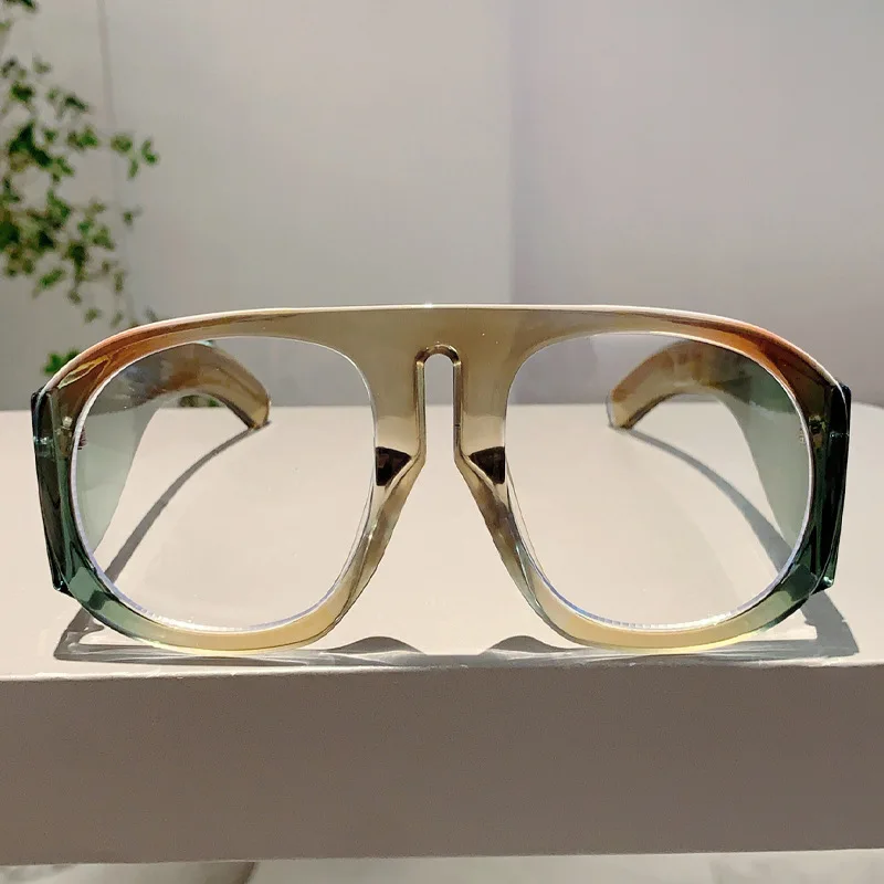 New Oversized Square Wide Leg Anti Blue Light Eyeglasses Women Vintage Red Patchwork Computer Glasses Frame Ladies Sexy Shades