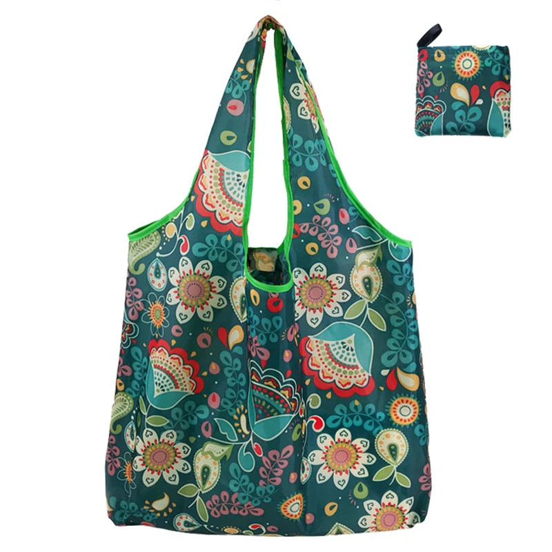 Reusable Shopping Bags Large Capacity Fruit Vegetable Handbags Women Foldable Tote Bag Portable Cloth Eco Grocery Bag Folding