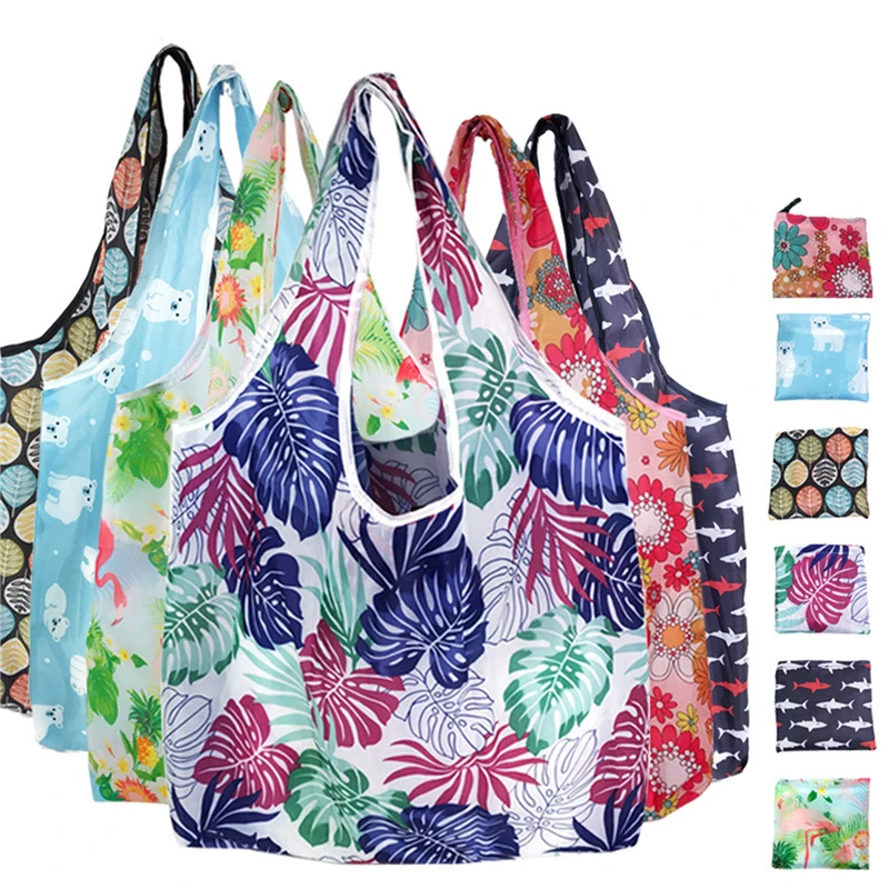 Reusable Shopping Bags Large Capacity Fruit Vegetable Handbags Women Foldable Tote Bag Portable Cloth Eco Grocery Bag Folding