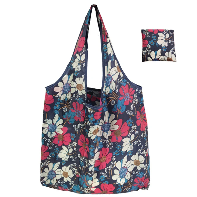 Reusable Shopping Bags Large Capacity Fruit Vegetable Handbags Women Foldable Tote Bag Portable Cloth Eco Grocery Bag Folding