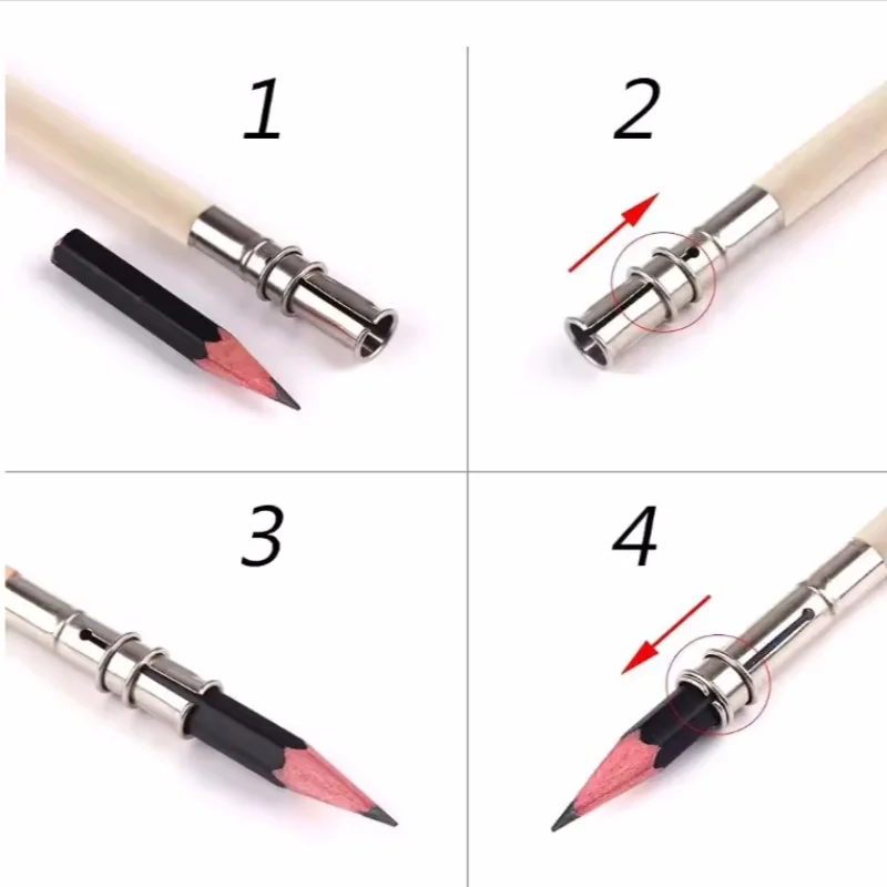Easy to Use Strong Stable Non-Slip Durable Metal Pencil Extender Stainless Steel Extender