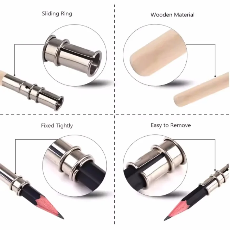 Easy to Use Strong Stable Non-Slip Durable Metal Pencil Extender Stainless Steel Extender