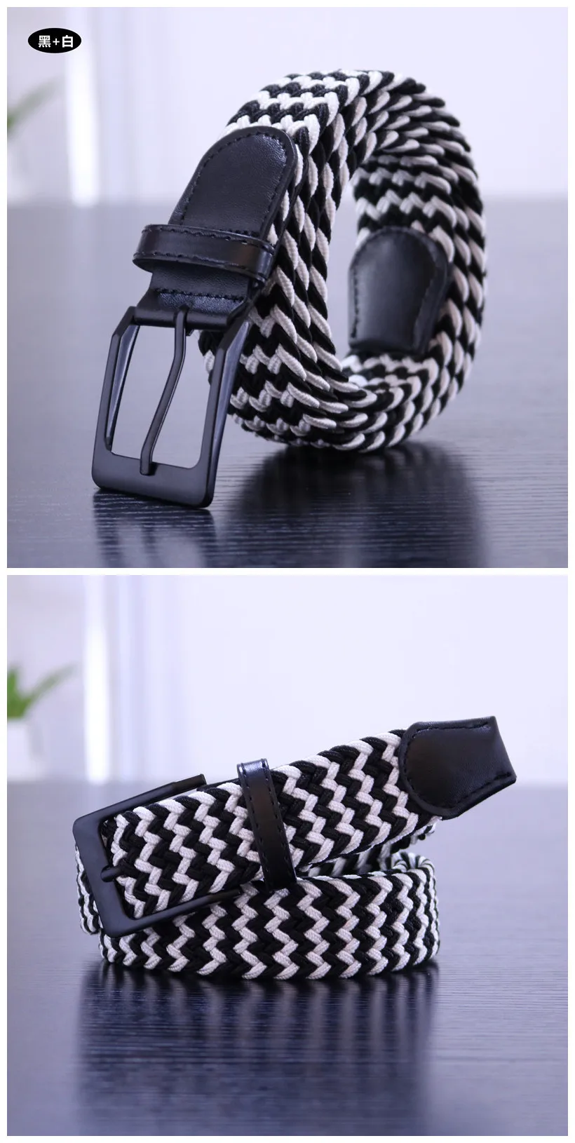 New Casual Stretch Braided Belt Trendy Men Black Pin Buckle Canvas Elastic Women Jeans Waist