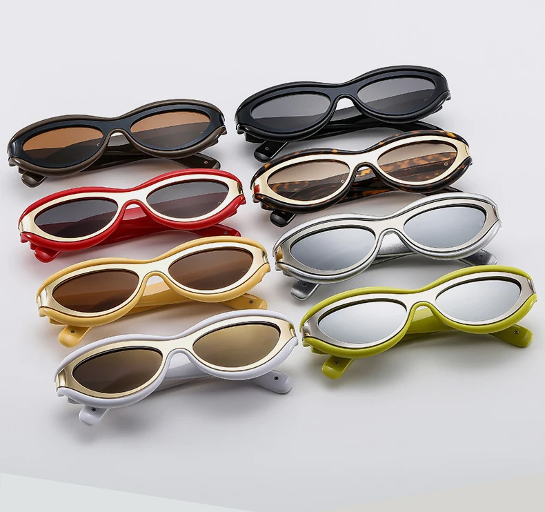 Fashion Cat Eye Sunglasses UV400 Protection Contrast Color Shades Designer Oval Eyewear for Men And Women