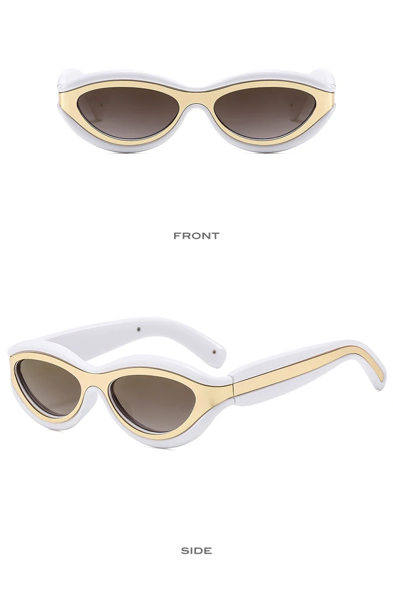 Fashion Cat Eye Sunglasses UV400 Protection Contrast Color Shades Designer Oval Eyewear for Men And Women