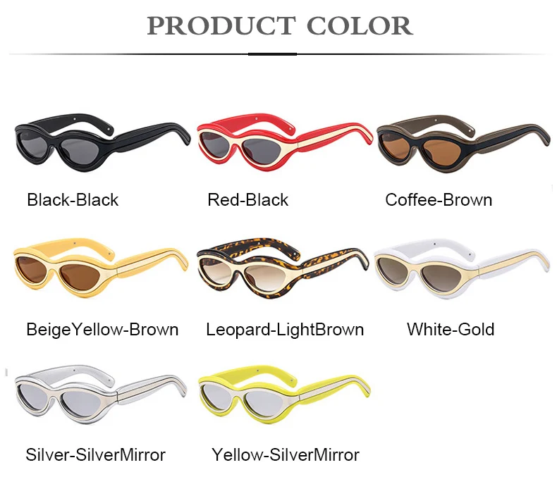 Fashion Cat Eye Sunglasses UV400 Protection Contrast Color Shades Designer Oval Eyewear for Men And Women