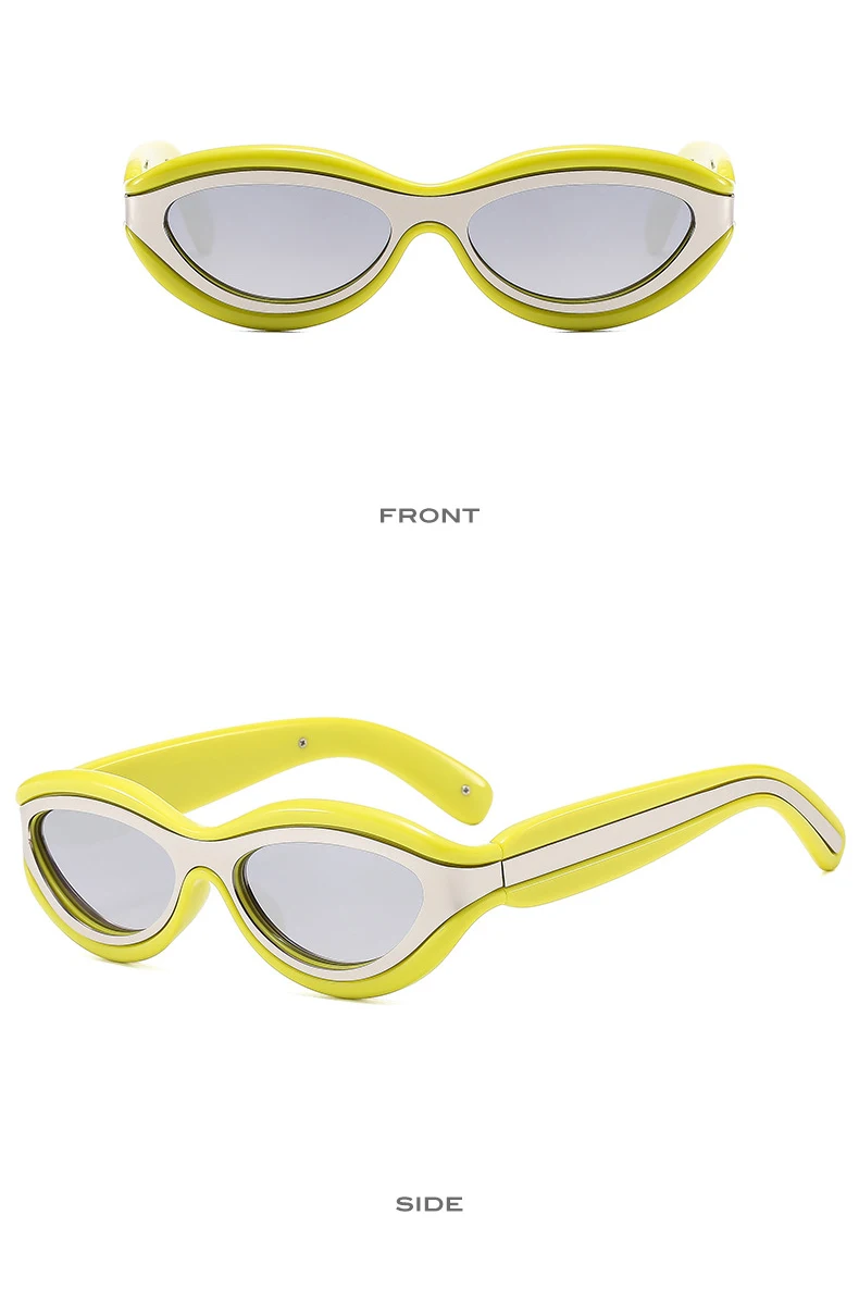 Fashion Cat Eye Sunglasses UV400 Protection Contrast Color Shades Designer Oval Eyewear for Men And Women