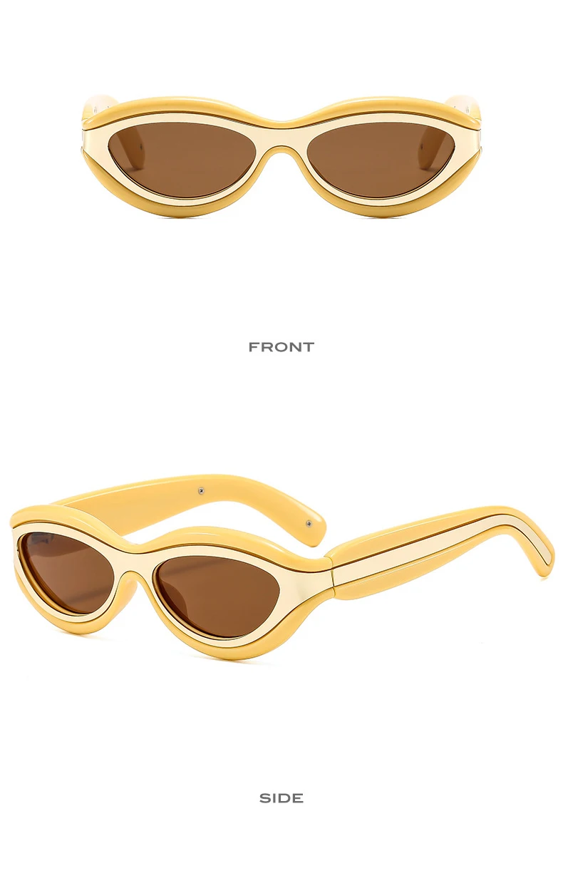 Fashion Cat Eye Sunglasses UV400 Protection Contrast Color Shades Designer Oval Eyewear for Men And Women