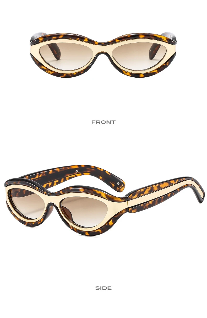 Fashion Cat Eye Sunglasses UV400 Protection Contrast Color Shades Designer Oval Eyewear for Men And Women