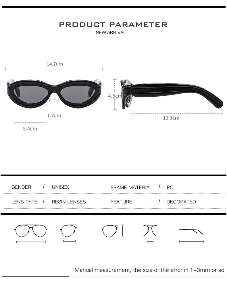Fashion Cat Eye Sunglasses UV400 Protection Contrast Color Shades Designer Oval Eyewear for Men And Women