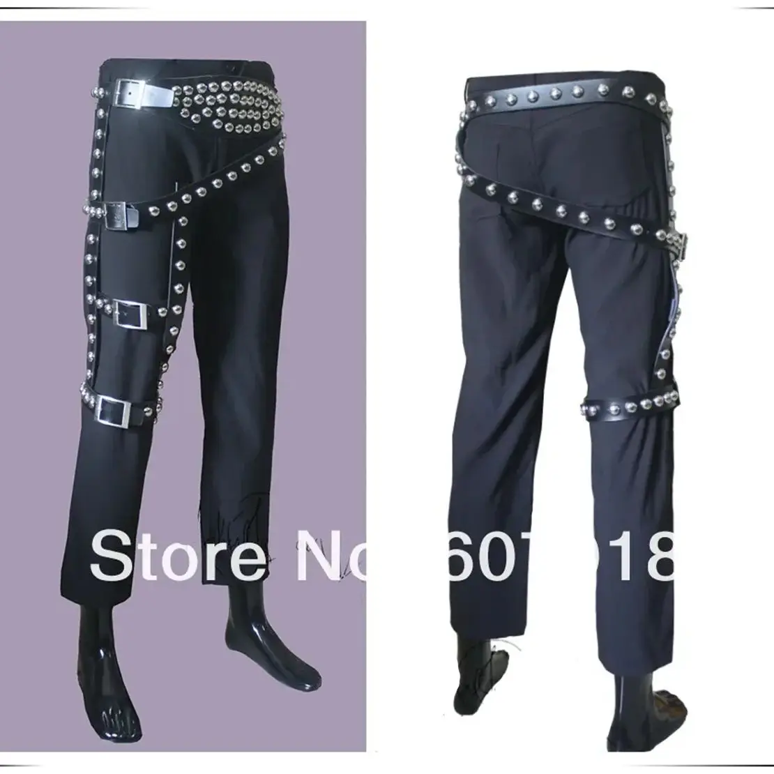 Impersonator Michael Joseph Jackson Costumes Jacket Stuff BAD JAM Leg Belt Punk Rivet Metal for Performance Show