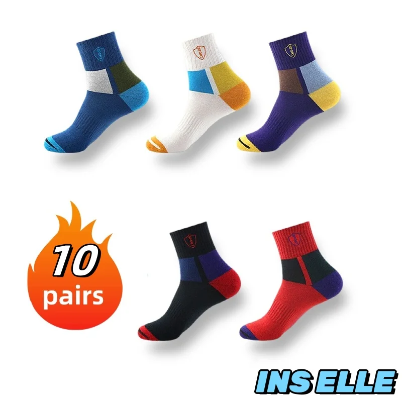 10/5/3pairs Breathable Con Sports Stockings Men Bamboo Fiber Autumn and Winter Men Socks Sweat Absorption Deodorant Business Sox
