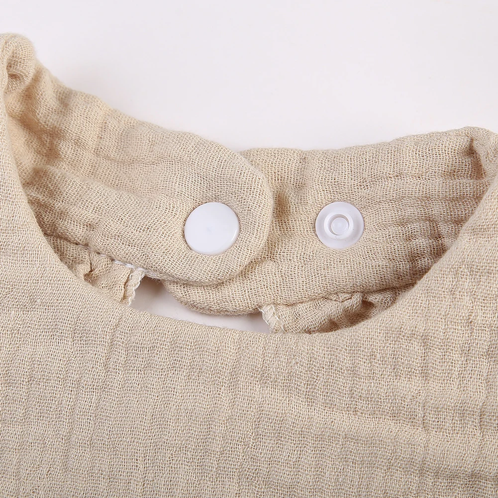 Solid Baby Bibs Adjustable Snap Saliva Towel Ruffled FrilEdge Muslin Cotton Burp Cloths A Grade Infant Boys Girls Feeding Scarf