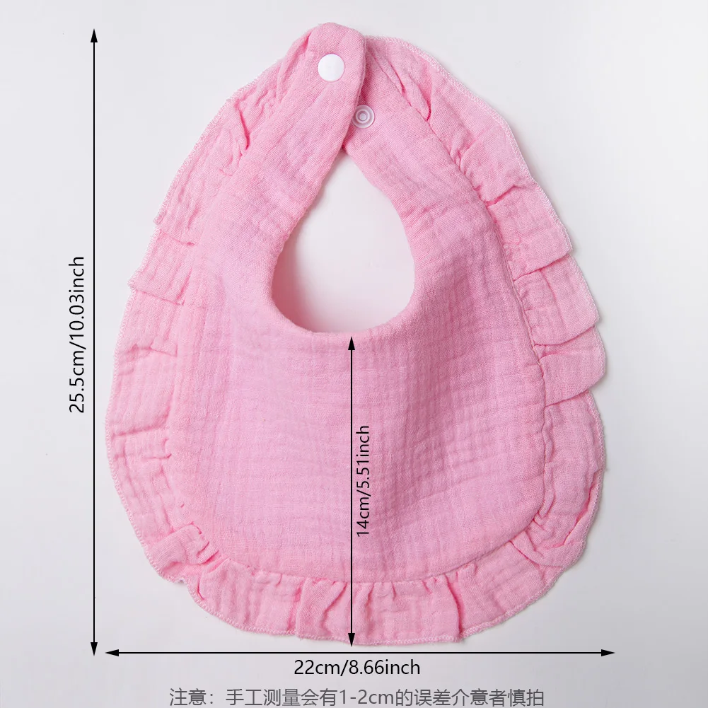 Solid Baby Bibs Adjustable Snap Saliva Towel Ruffled FrilEdge Muslin Cotton Burp Cloths A Grade Infant Boys Girls Feeding Scarf