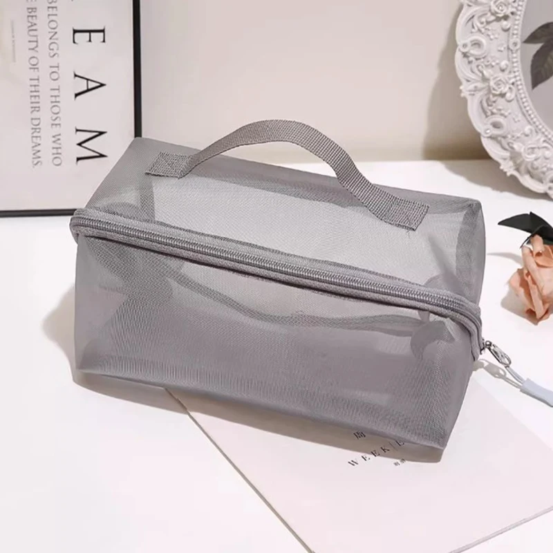 Mesh Clear Cosmetic Bags Small Large Black Makeup Bag Portable Travel Toiletry Organizer Case Lipstick Storage Pouch