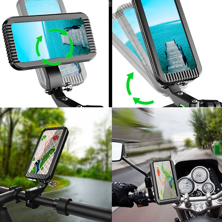 Waterproof Motorcycle Bike Mobile Phone Holder Support Universal Bicycle GPS 360° Swivel Adjustable Motorcycle Cellphone Holder