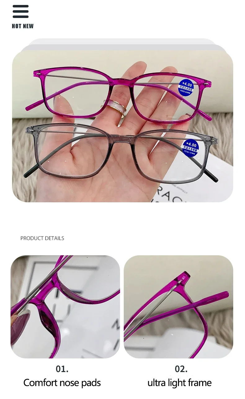 Fashion Classic Anti Blue Light Blocking Reading Glasses for Women and Men Optical Computer Eyeglasses Presbyopia +1.0 To +4.0