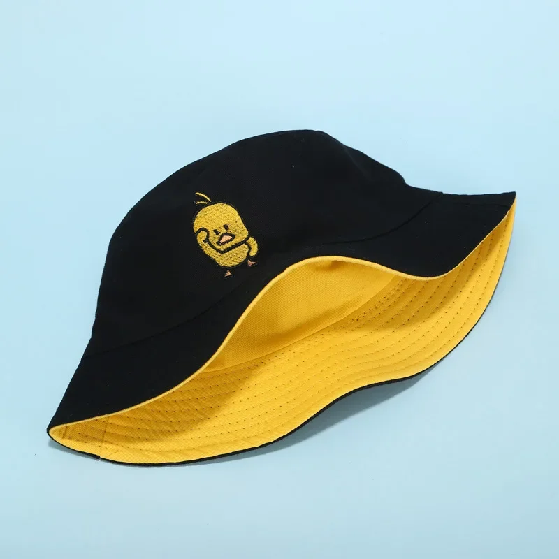 2024 Summer Duck Reversible Bucket Hat for Women Travel Fisherman Hat Sad Boys Bob Fishing Cap Girl Outdoor Panama Beach Sun Hat