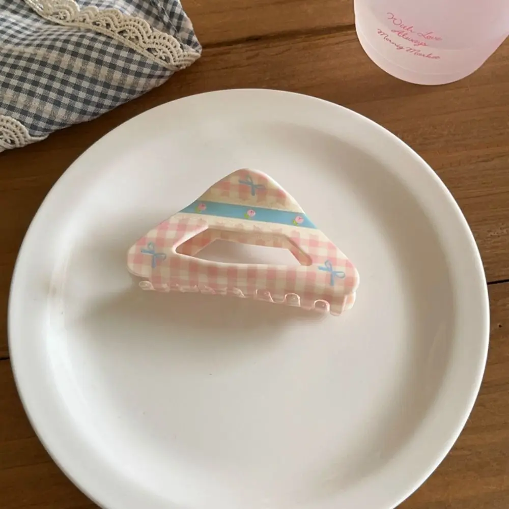 Korean Style Lattice Hair Crab Clip Triangle Square Acrylic Bow Hair Claw Headwear Hair Accessories Geometry Shark Clip Women