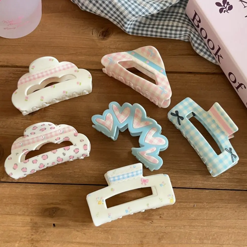Korean Style Lattice Hair Crab Clip Triangle Square Acrylic Bow Hair Claw Headwear Hair Accessories Geometry Shark Clip Women