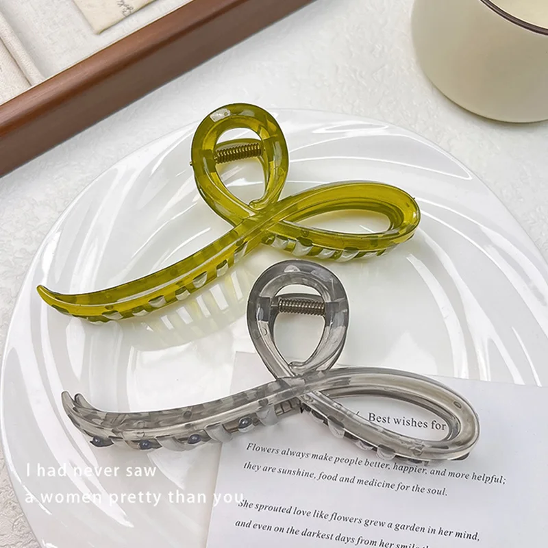 Elegant Jelly Color Bow Hair Claw For Women Girls Sweet Hair Ornament Back Headband Hair Clips Hairpin Fashion Hair Accessories