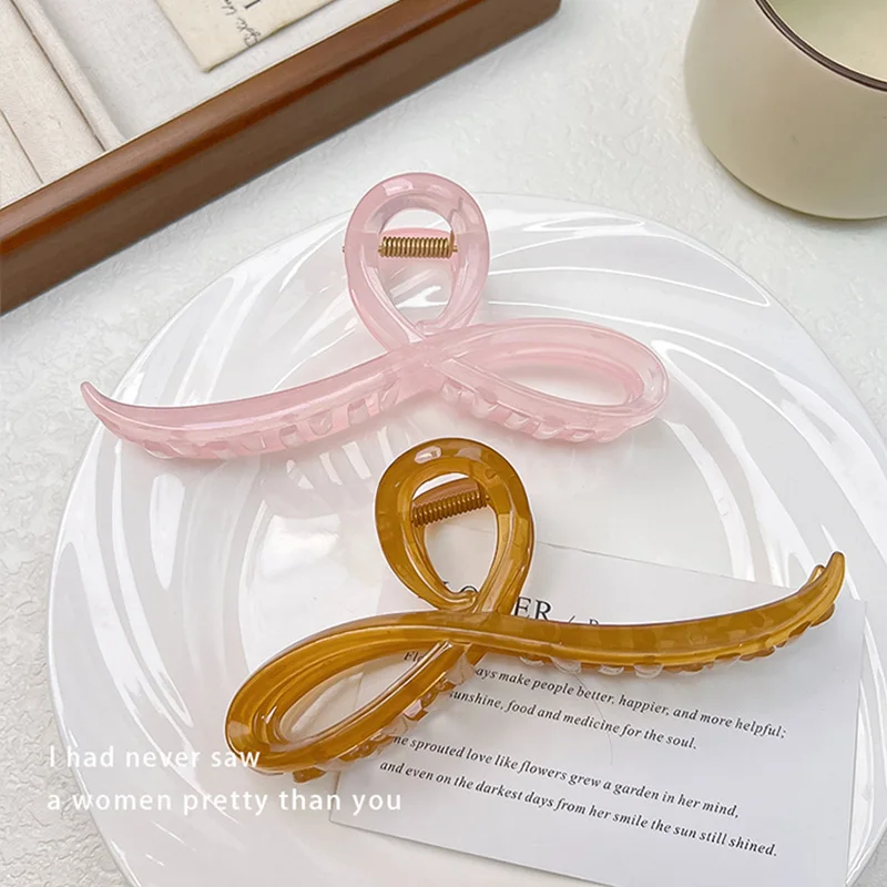 Elegant Jelly Color Bow Hair Claw For Women Girls Sweet Hair Ornament Back Headband Hair Clips Hairpin Fashion Hair Accessories