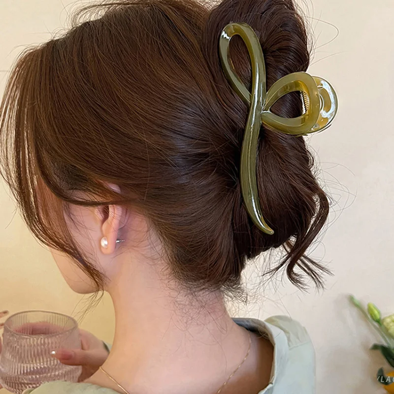 Elegant Jelly Color Bow Hair Claw For Women Girls Sweet Hair Ornament Back Headband Hair Clips Hairpin Fashion Hair Accessories