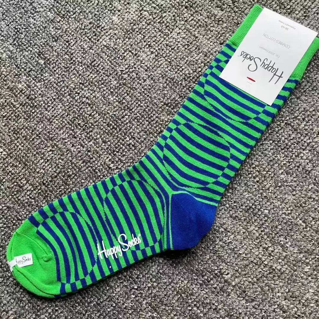 Happy Socks Print Multicoloured Socks Women Men Sports Socks Funky Fashion Dress Socks Casual Cotton