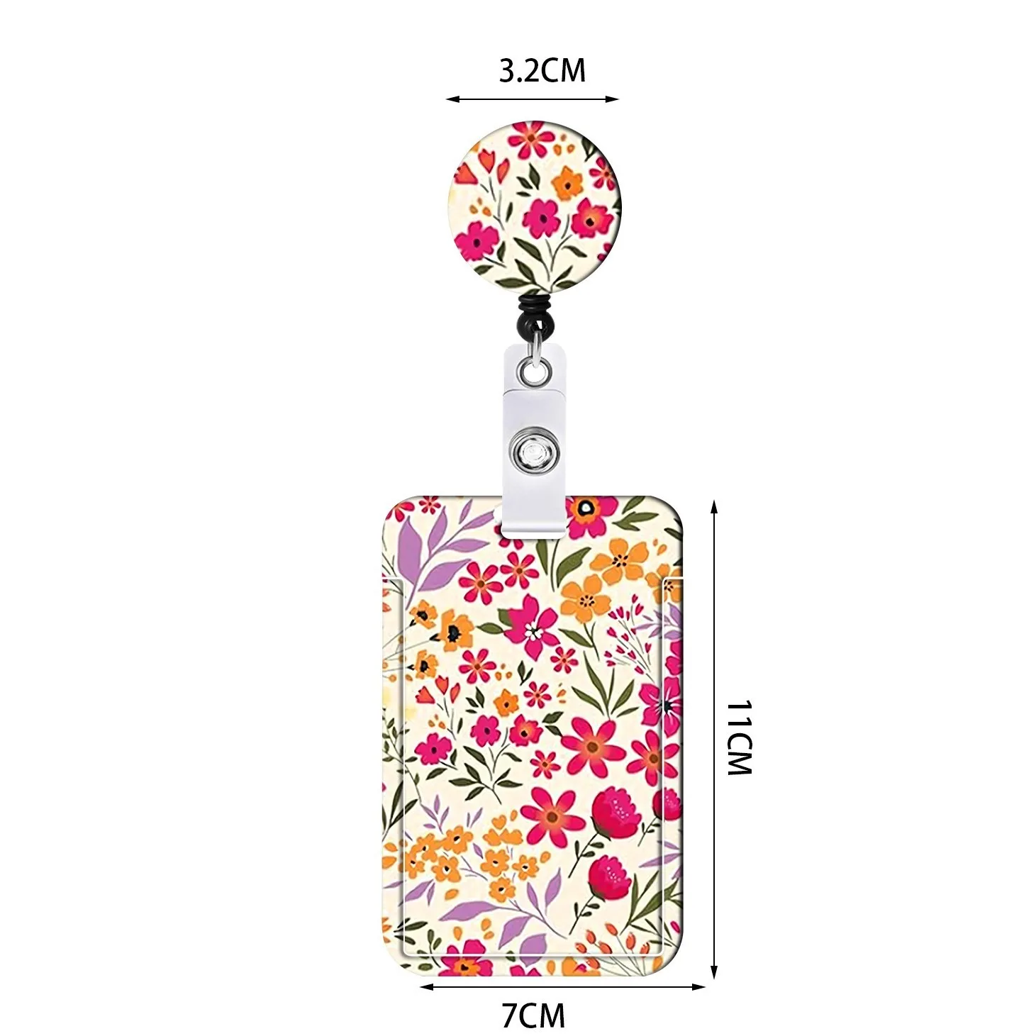 Flower Id Badge Holder With Badge Reel Retractable Card Holder Keychain Name Badge Identification Card Sleeve Clip Easy To Pull