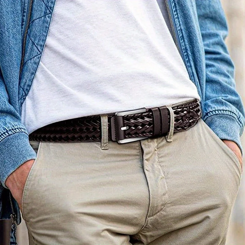 Men's Sports Hollow Woven Belt, Leather Pants Jeans Belt, Ideal Choice For Gifts